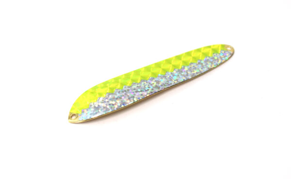 Lätkä gul hologram, silver glitter - mässing bakgrund