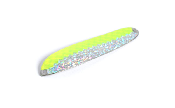 Lätkä gul hologram, silver glitter - silver bakgrund