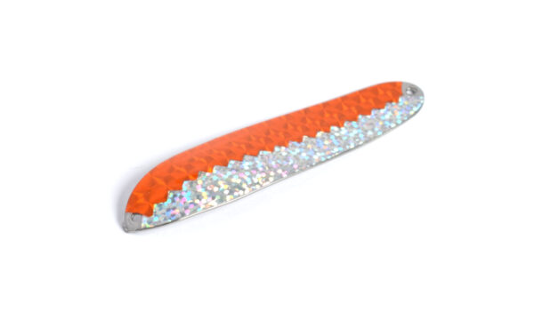 Lätkä orange hologram, silver glitter - silver bakgrund