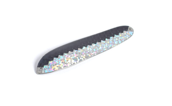 Lätkä svart hologram, silver glitter - silver bakgrund